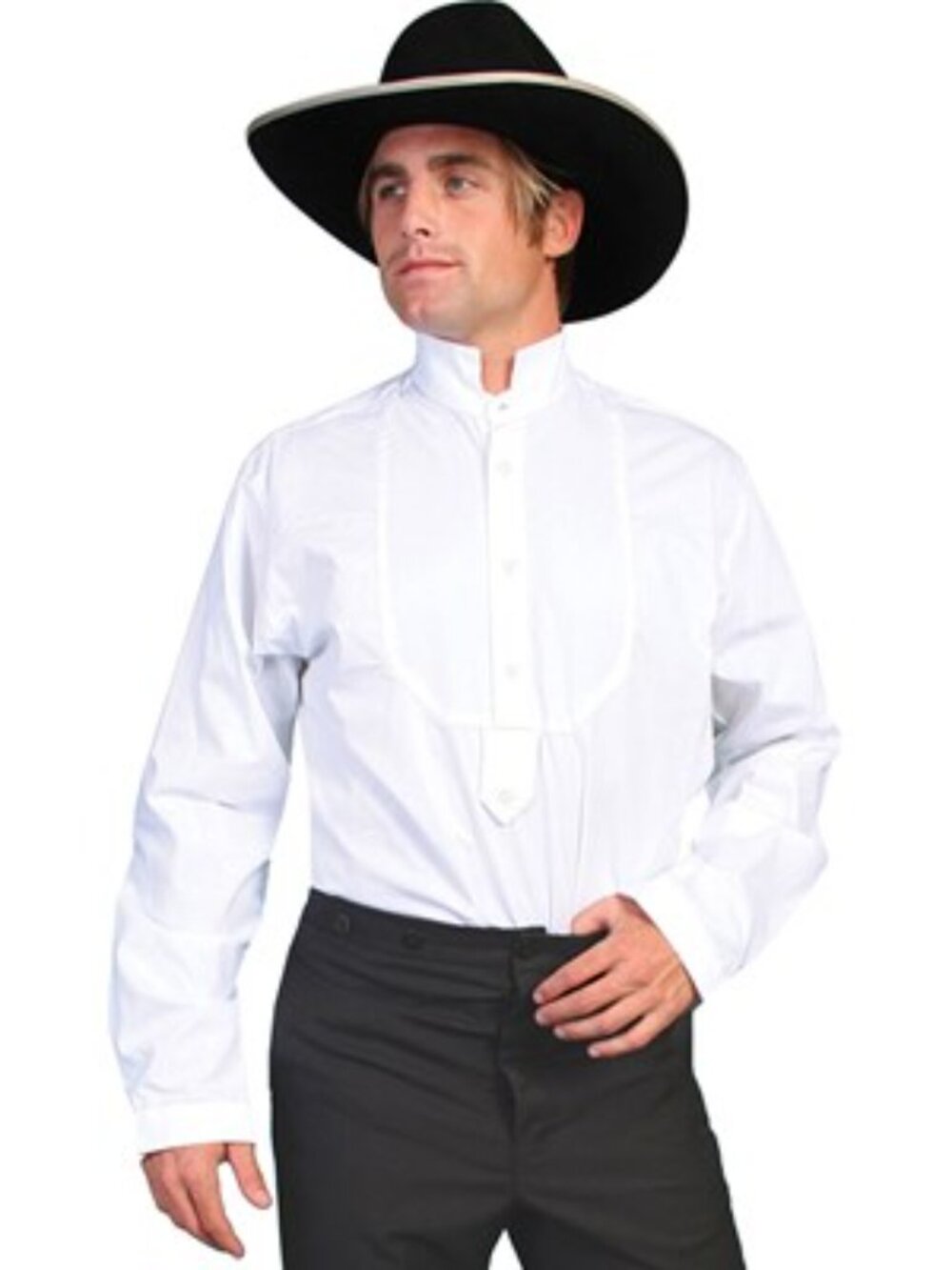Scully - Mens High Collar Shirt, size medium US mens, color white.